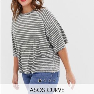 ASOS design curve boxy T-shirt with burn out stripe